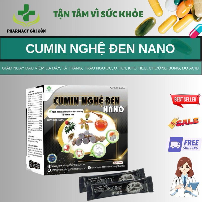 ✅[chính hãng]Cumin Nghệ Đen Nano (DẠ DÀY) Hộp 20gói x 10ml