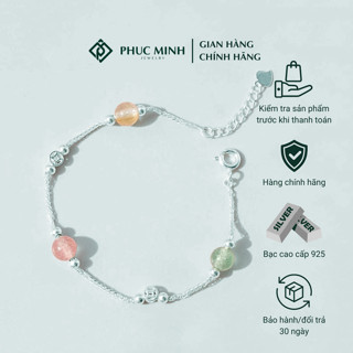  Lắc tay bạc PMJ Vòng tay nữ 3 hạt đá mix charm đồng xu năng động cá tính Phúc Minh Jewelry 