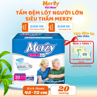 [Mua 3 tặng 1 khăn ướt 100 tờ]Tấm Lót MERZY Dành Cho Người Lớn Mềm Mại Mỏng Nhẹ 20 Miếng/ Gói