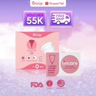 Combo Cốc nguyệt san Lincup kèm 1 hộp bột tiệt trùng vệ sinh cốc (12 gói x 2g)