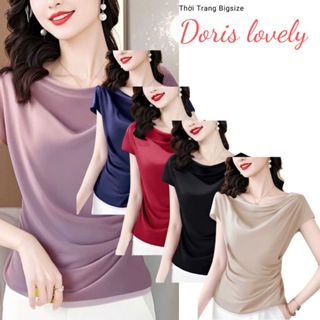 Dorislovely Áo cộc tay chất liệu lụa Hàn châu cao cấp tinh tế và thanh lịch