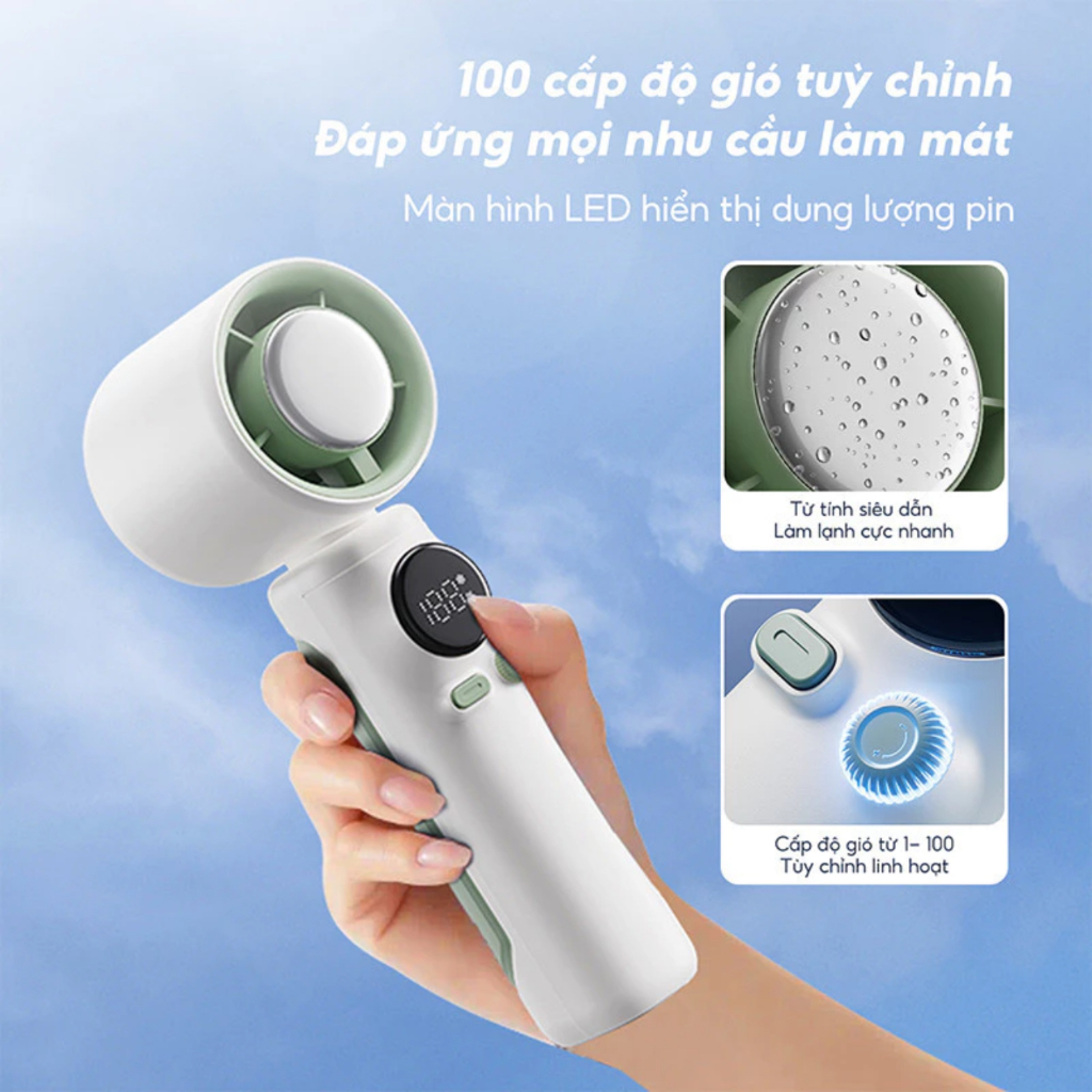 Quạt Cầm Tay Kết Hợp Sò Lạnh Có 100 Chế Độ Động Cơ Turbo Tăng Tốc Và Tạo Gió Mát Như Điều Hòa | BigBuy360 - bigbuy360.vn