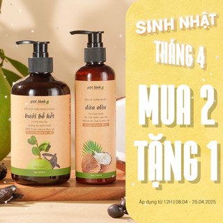 Cặp gội xả, dầu gội bồ kết bưởi - Dầu xả thiên nhiên dừa oliu thuần chay kích mọc tóc Giọt Lành