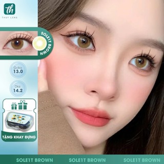 [TẶNG KHAY ĐỰNG] Kính áp tròng 6 tháng THÚY LENS cho mắt cận màu nâu sáng  Zlens Sole 1T Brown độ cận từ 0 - 8