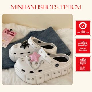 Dép sục cross bánh mì đế cao dép sandal nữ đính Sticker NGÔI SAO xinh xắn(MÃ 9008)