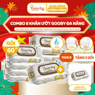 [Mua 8 Tặng 2] Khăn ướt Gooby Premium 60 tờ mềm mịn, không cồn, không parabens, sợi tự nhiên, an toàn với da trẻ nhỏ