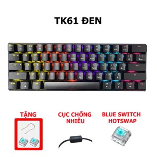 Bàn phím có dây mini TK61 phím cơ sử dụng led 7 màu, bàn phím rút gọn sử dụng chơi game và làm việc chuyên dụng