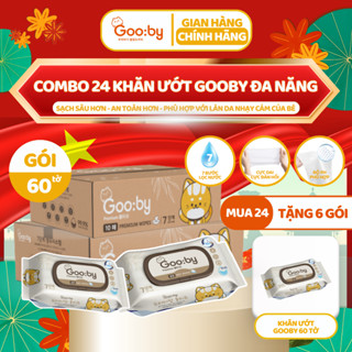 [Mua 24 Tặng 6] Khăn ướt Gooby Premium 60 tờ sợi tự nhiên, không cồn, không parabens, mềm mịn, an toàn với da trẻ nhỏ