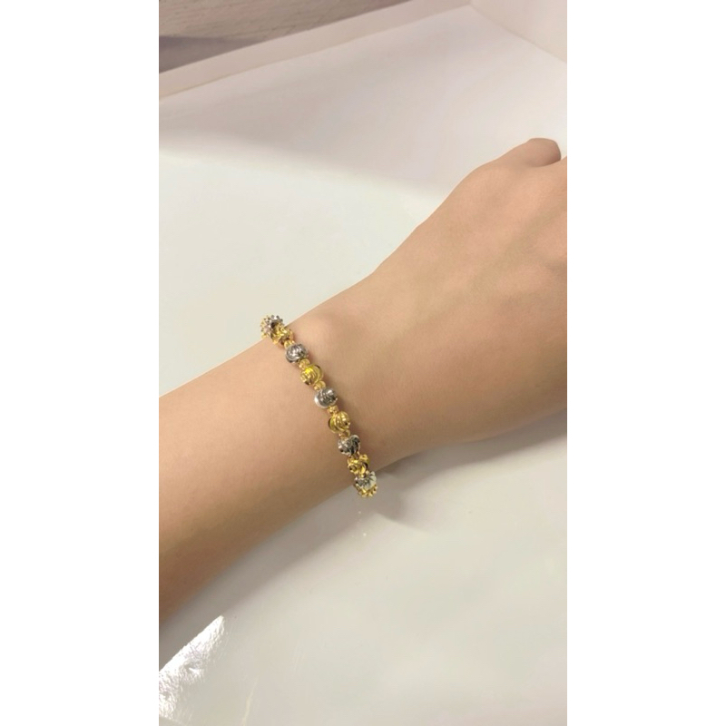 Lắc Tay Bi Hai Màu TiTan Mạ Vàng 18k Không Phai Màu