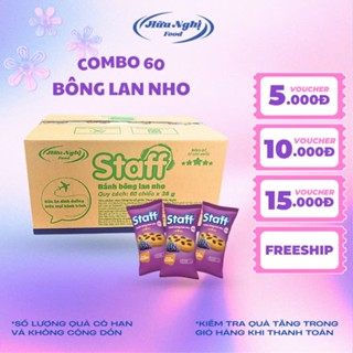 Combo 60 Bánh Bông Lan Nho Staff 38 thơm ngon, mềm min, ăn sáng tiện lợi (1 thùng)