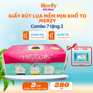 [tặng KU 10 tờ]Thùng 9 gói giấy ăn  Merzy 280 tờ 2 lớp giấy lụa mềm mịn giấy rút khổ to