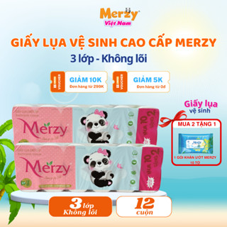 [Mua 1cb tặng 1 KU 10 tờ] Giấy vệ sinh Merzy 10 tặng 2 giấy lụa 3 lớp 1kg7 siêu tiết kiệm mềm mại