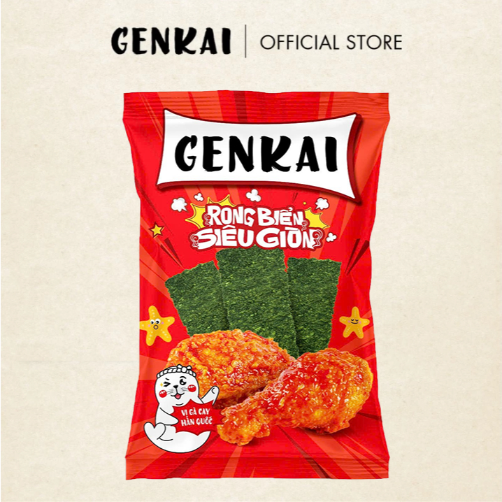 Snack Rong Biển Siêu Giòn GENKAI Vị Gà Cay Hàn Quốc 14g