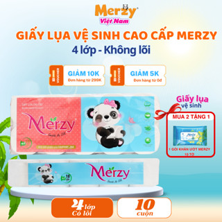 [Mua 2 tặng 1 KU 10 tờ]Giấy vệ sinh Merzy 10 cuộn,4 lớp mềm mại tan nhanh 1.5kg siêu tiết kiệm