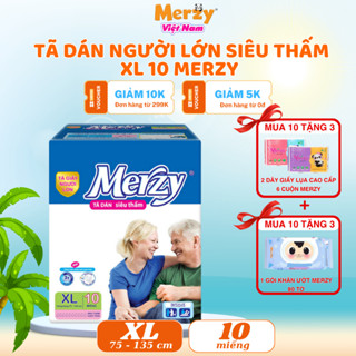 [mua 10g tặng 2 GVS 6 cuộn & 1 KU 80 tờ]Tã Dán Người Lớn Merzy Cao Cấp Siêu Thấm Size XL 10 Miếng