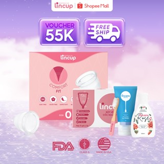 Cốc nguyệt san Lincup chính hãng size 25ml/34ml/40ml nhập khẩu Mỹ và bộ 4 sản phẩm thiết yếu hỗ trợ dùng cốc nguyệt san