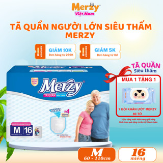 (mua 1 tặng 1 khăn ướt 80 tờ)Tã Quần Người Già MERZY Siêu Thấm Chống Rò Rỉ Size M16/L14/XL12 Miếng