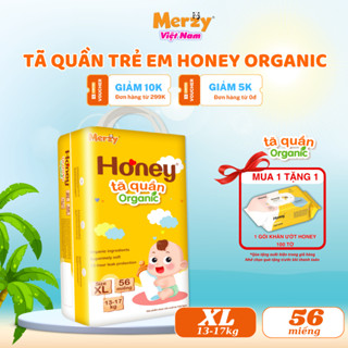 (MUA 1 GÓI TẶNG 1 KHĂN ƯỚT 100 TỜ) Tã Quần Honey Organic M, L, XL, XXL, XXXL - 56 Miếng.