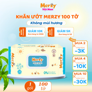 Khăn Ướt Trẻ Em MERZY Dịu Nhẹ Kháng Khuẩn 100 Tờ