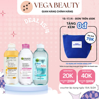 [TEM PHỤ] Nước tẩy trang GARNIER Micellar Cleansing Water 400ml màu Vàng/ Hồng/ Xanh tẩy trang dịu nhẹ sạch sâu