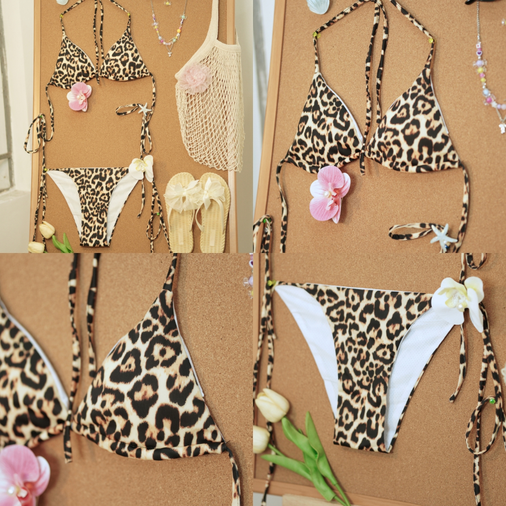 Bikini 2 chi tiết họa tiết báo đi biển, đồ bơi 2 mảnh sang chảnh, Bikini sexy áo sẵn đệm mút dễ phối  Fz<60kg [ H22 ] | BigBuy360 - bigbuy360.vn