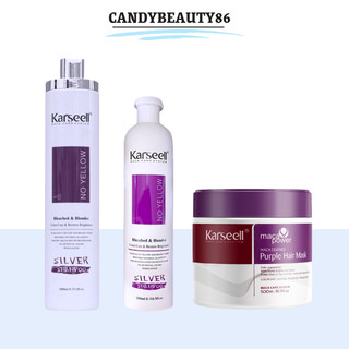 Dầu Gội Tím & Ủ Tóc Tím Collagen KARSEELL 500ml Khử Vàng Giữ Màu Tóc Tẩy Nhuộm Chuẩn Salon 