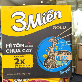 Thùng 30 gói x 75g Mì Tôm 3 Miền