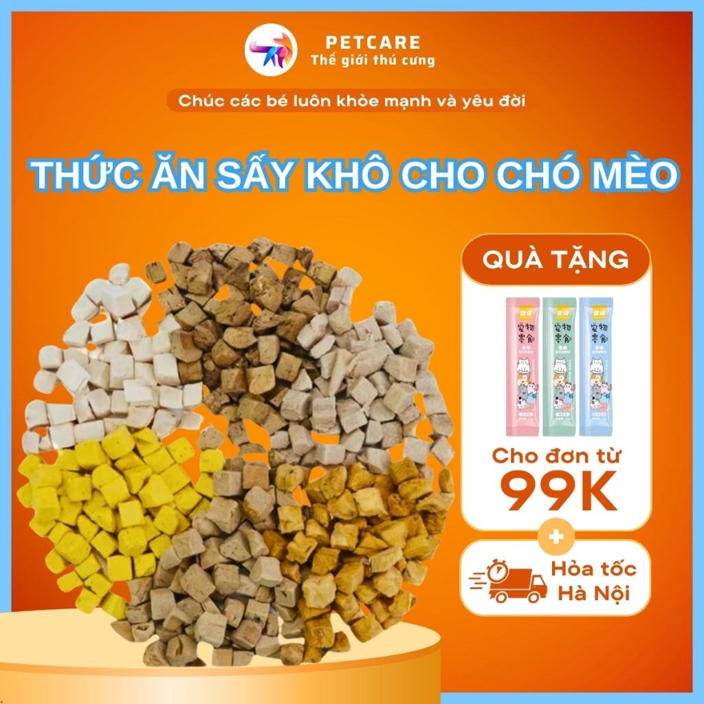 Thức Ăn Sấy Khô Cao Cấp Dành Cho Chó Mèo [ Vị Gan Viên, Gan Gà, Ức Gà, Trứng Sấy ] - PetCare Petshop