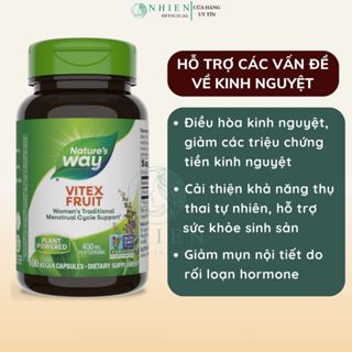 Viên uống cân bằng nội tiết nữ, điều hòa kinh nguyệt Vitex Fruit 400mg Nature’s Way