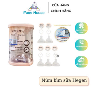 Núm Bình Sữa Hegen Cổ Rộng / Núm Ti Thay Thế Đủ Size 0, 1, 2, 3, Y Cắt (Chính Hãng)