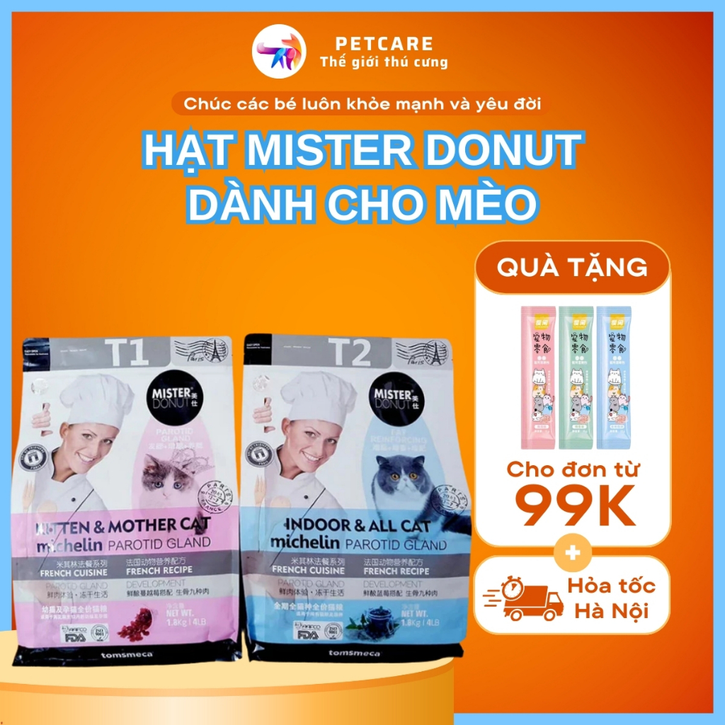 Hạt Mister Donut Thức Ăn Cho Mèo Con & Mèo Bầu Fulltopping Petcare