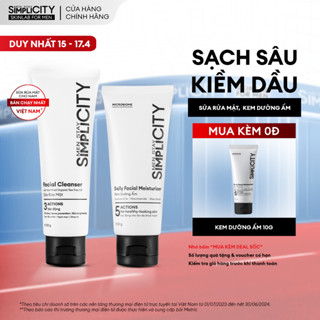 Combo chăm sóc da làm sạch bảo vệ toàn diện cho nam Men Stay Simplicity Starter Duo: Sữa rửa mặt x Kem dưỡng ẩm