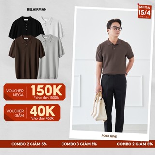 Áo polo dệt kim nam HIVE chất vải cotton thoáng mát, kiểu dáng đơn giản, thanh lịch, sang trọng, chuẩn form - BELAIRMAN
