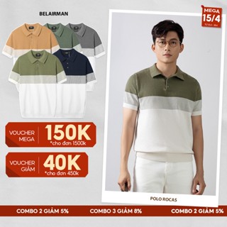 Áo polo dệt kim nam ROCAS chất vải cotton dáng Regular thanh lịch, sang trọng PLRC0129 - BELAIRMAN