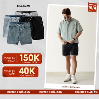 Quần short nam JEANS basic cao cấp, vải dày đẹp không bay màu dễ phối đồ, form trên gối- BELAIRMAN