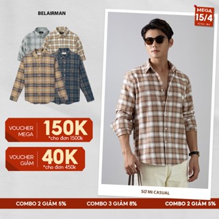 Áo sơ mi nam dài tay CASUAL cổ bẻ hoạ tiết caro sang trọng, chất vải Flanel mềm cao cấp - BELAIRMAN
