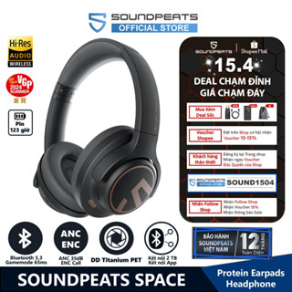 Tai Nghe Chụp Tai Bluetooth SoundPEATS Space | Pin 123 Giờ | DD Titan PET | Bluetooth 5.3