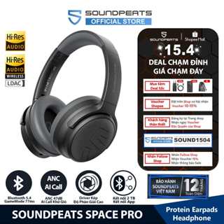 Tai Nghe Chụp Tai Bluetooth SoundPEATS Space Pro | Pin 151 Giờ | Hires Audio LDAC | Bluetooth 5.4