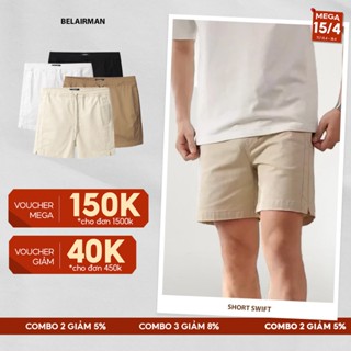 Quần short nam SWIFT dây rút tiện lợi, vải Kaki nhung cao cấp, trẻ trung, form trên gối - BELAIRMAN