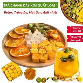   Loại 1 Trà Detox Chanh Dây Kim Quất Trà Thảo Mộc Hộp 20 gói Nước Uống Trắng Da Mát Gan Giải Nhiệt Giảm Mụn 