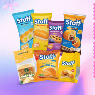 COMBO 10 Bánh Mì Staff Hữu Nghị 3 Trong 1, Chà Bông, Chuối Socola, Bông Lan Nho, Cốm Sữa