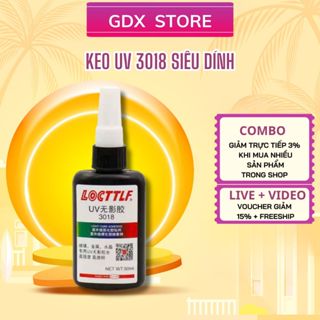 Keo UV 3018 LOCTTLF 50ml trong suốt có đèn chiếu UV đi kèm dán kính, dán thủy tinh, pha lê