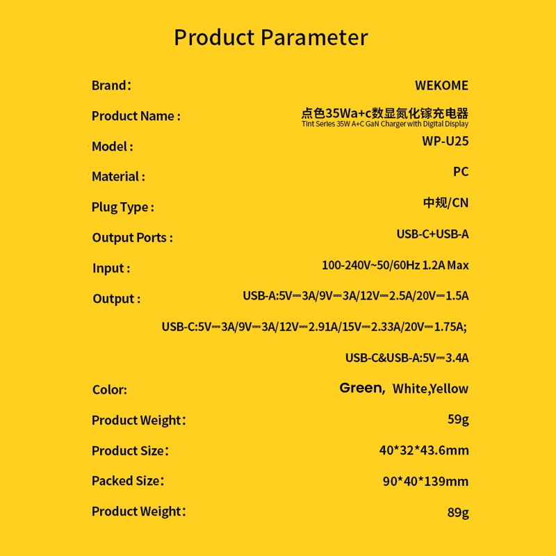 [24 giờ ship] Wekome Củ sạc nhanh GaN 35W 2 cổng USB Type-C PD3.0/QC3.0 Cho iphone SAMSUNG WP-U25 | BigBuy360 - bigbuy360.vn