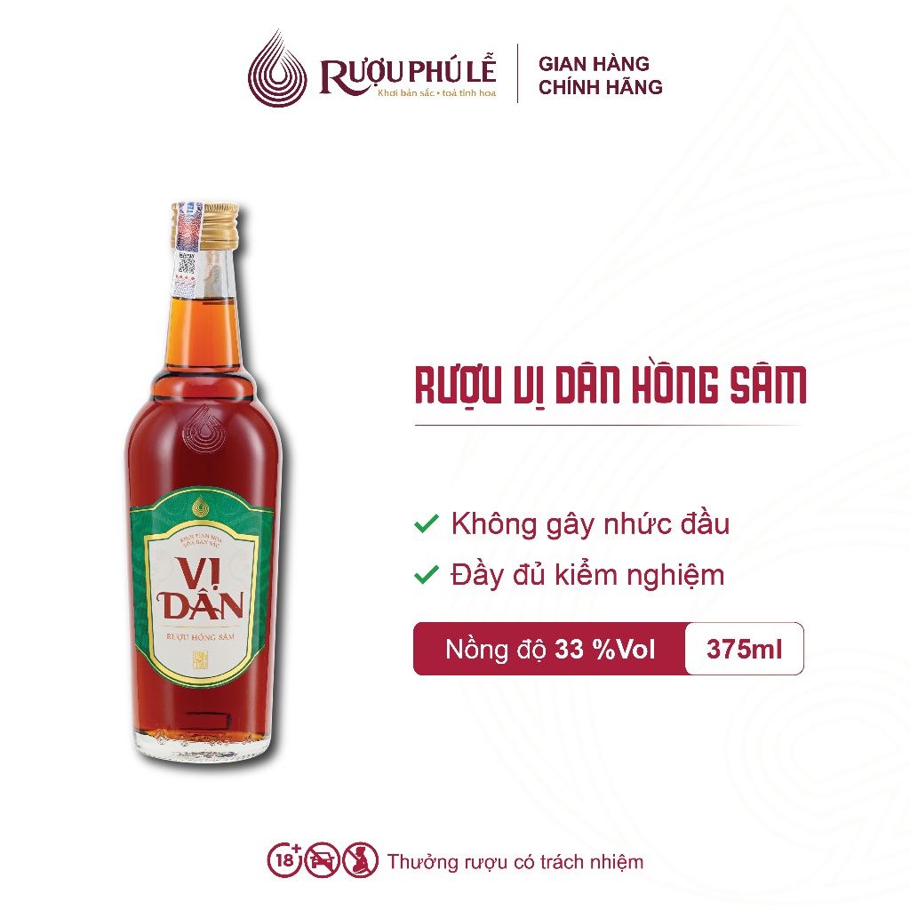 Vị Dân hồng sâm 375ml _ 33 độ