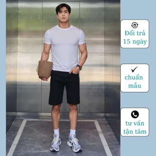 Quần short nam tenji màu đen không rách chất bò cao cấp co dãn 4 chiều, quần đùi nam AD225 TENJI