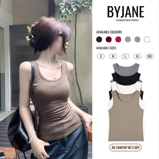 Áo ba lỗ nữ cotton mát BYJANE ( Từ 39kg-62Kg) áo 2 dây bản to, áo tanktop phù hợp đi tập-012