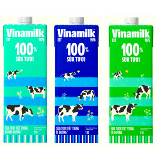 Sữa tươi tiệt trùng Vinamilk 100% Không đường / ít đường / có đường - Hộp giấy 1L