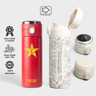 Bình giữ nhiệt Easy Cup khắc tên 420ml bình nước giữ nhiệt Fan House inox 304 hiển thị nhiệt độ