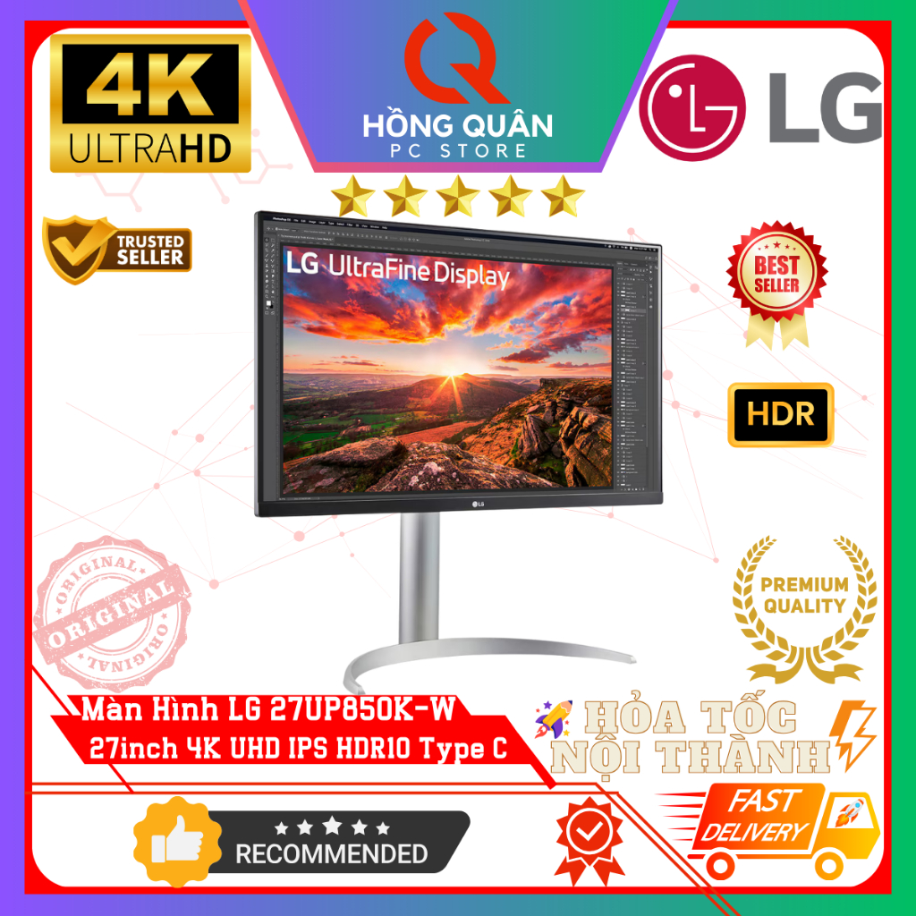 Màn Hình LG UltraFine 27UP850K-W 27inch 4K UHD IPS USB-C 96W VESA DisplayHDR™ 400 FreeSync New | BigBuy360 - bigbuy360.vn