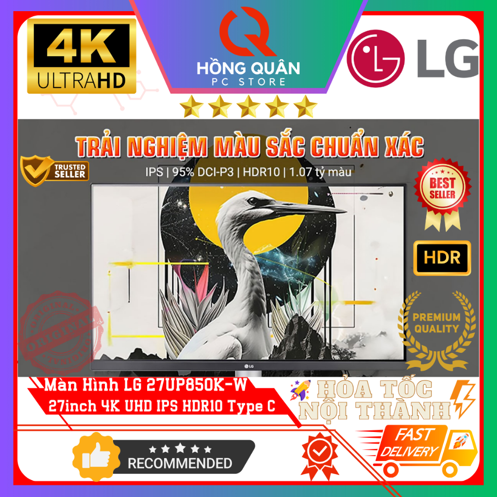 Màn Hình LG UltraFine 27UP850K-W 27inch 4K UHD IPS USB-C 96W VESA DisplayHDR™ 400 FreeSync New | BigBuy360 - bigbuy360.vn